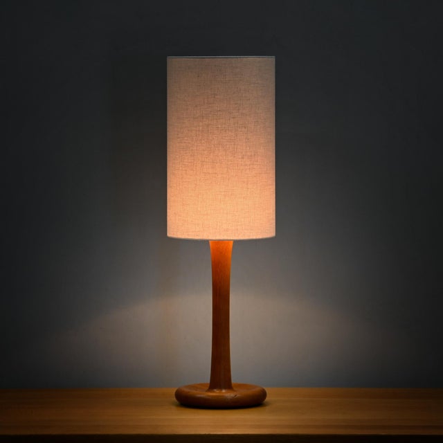 Large solid teak table or floor lamp for dyrlund, denmark, 1970s. In good condition and fitted with an e26/e27 socket....