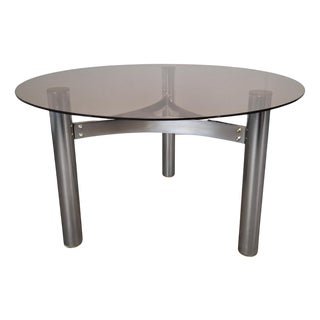 Mid-Century Modern Czechoslovak Smoked Glass Coffee Table in Chrome Metal, 1970s For Sale