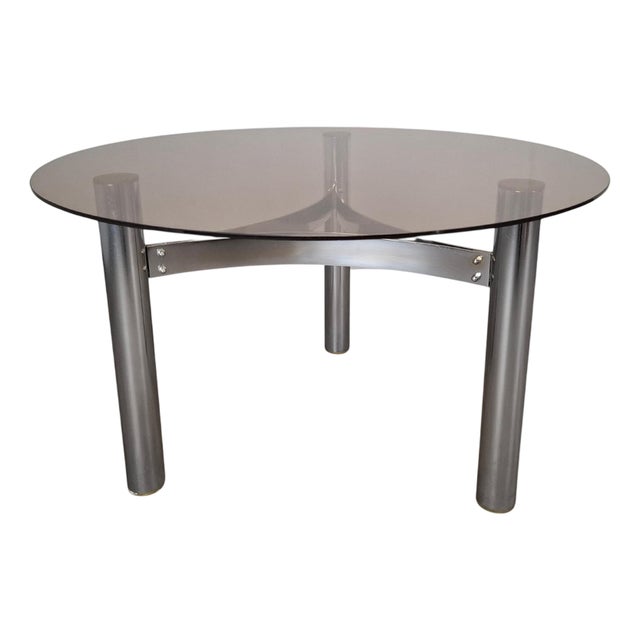 Mid-Century Modern Czechoslovak Smoked Glass Coffee Table in Chrome Metal, 1970s For Sale