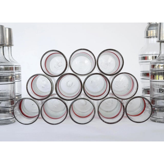 Red Vintage Mexican Red Band Hand Blown Glasses Tumblers Highballs - Set of 12 For Sale - Image 8 of 11