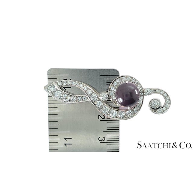 Black Mid 20th Century Black Pearl, 14k(585) White Gold Pendant, Natural Diamond, Musical G Clef Symbol For Sale - Image 8 of 9