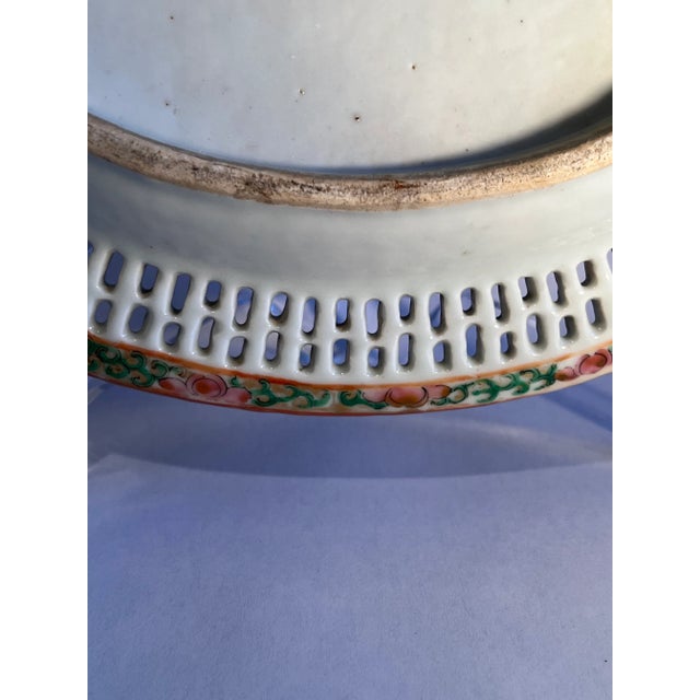 Ceramic Early 19th Century Chinese Rose Medallion Pierced Platter For Sale - Image 7 of 8