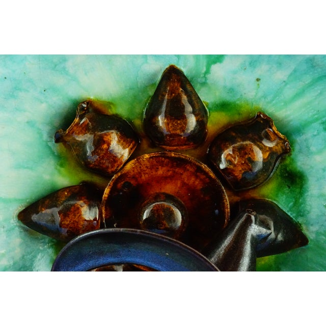 Modernist Art Ceramic Majolica Plate attributed to Jerome Massier, Vallauris, France, 1960s For Sale - Image 18 of 18