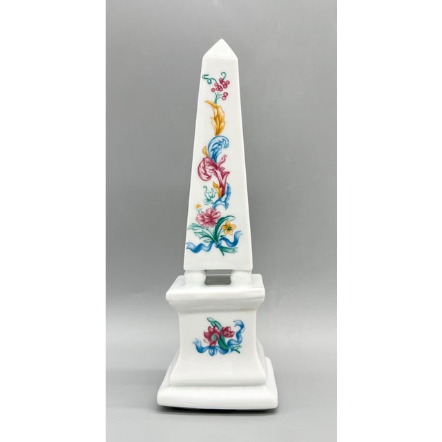 White Vintage White Ceramic Obelisk With Colorful Floral Pattern For Sale - Image 8 of 10