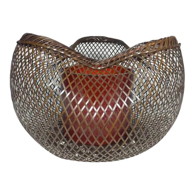 Contemporary Japanese Ikebana Woven Flower Basket For Sale