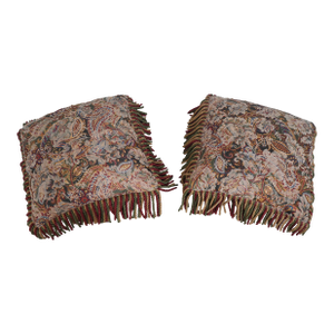 Pair Stunning Decorator Square Pillows W. Fringe