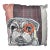 Custom Whimsical Bulldog Throw Pillow With Monocle Patchwork Design For Sale
