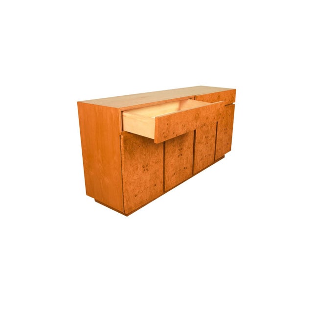 Brown 1970s Mid-Century Milo Baughman Style Burl Wood Sideboard For Sale - Image 8 of 12