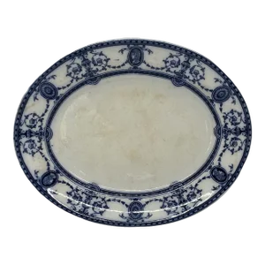 Antique Early 20th Century Sampson, Hancock & Sons Flaxman Blue Oval Serving Platter