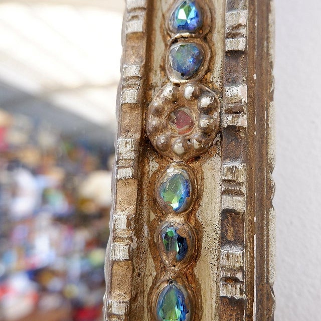 Italian Mirror in Stucco and Colored Stones For Sale - Image 4 of 13