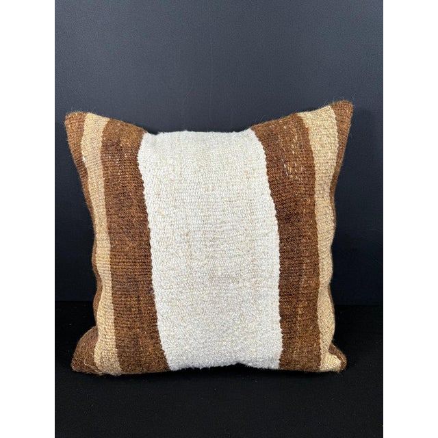 Turkish Hemp Pillow Cushion Natural Beige Brown Cushion Cover 20x20 For Sale - Image 4 of 4