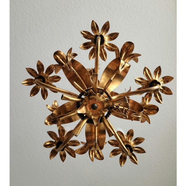 Gilded Chandelier with Gold Leaf, Italy, 1960s For Sale - Image 13 of 18