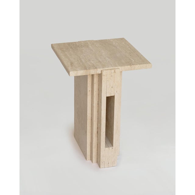 Lloyd Travertine Side Table by Kiwano Concept For Sale - Image 6 of 6
