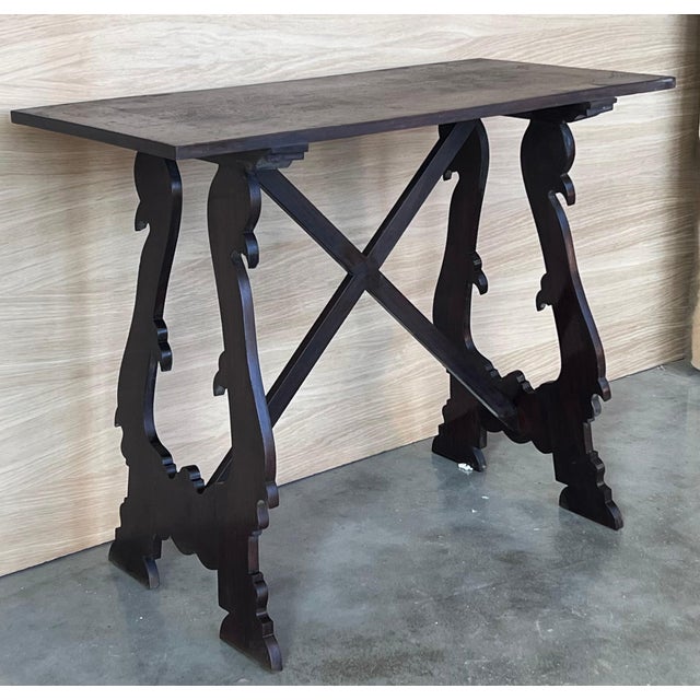 19th Century Ebonized Baroque Spanish Side Table with Lyre Legs For Sale - Image 17 of 18