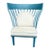 1960s Contemporary Cerulean & White High Back Indoor/Outdoor Chair For Sale