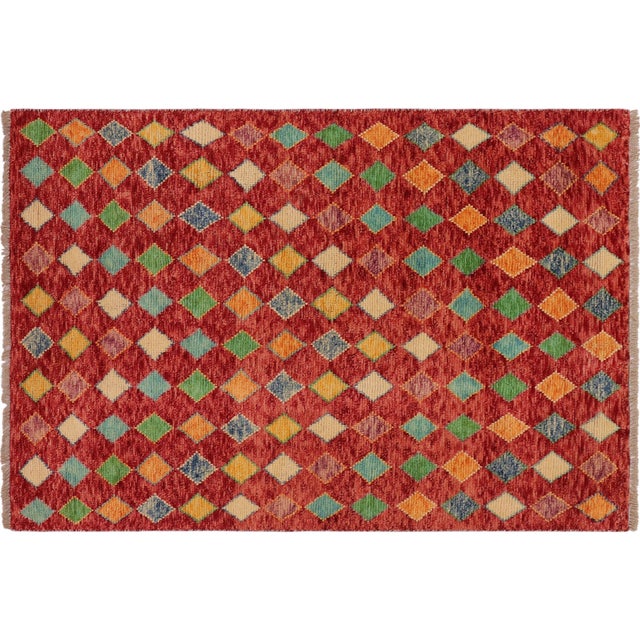 Eclectic Balochi Red/Blue Wool Rug - 3'3''x5'0'' For Sale - Image 10 of 11