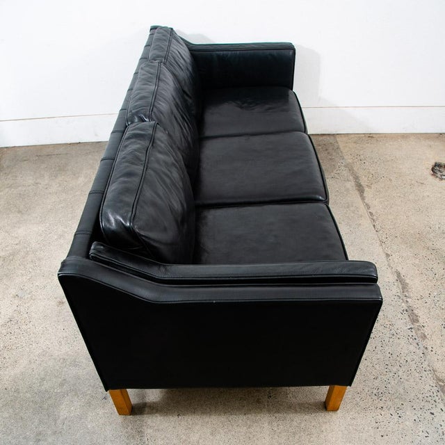 1960s Mid Century Danish Modern Sofa Couch 3 Seater Leather Black Vintage Denmark MCM For Sale - Image 4 of 11