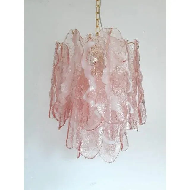 Contemporary Pink "Fiamme" Murano Glass Chandelier For Sale - Image 4 of 9