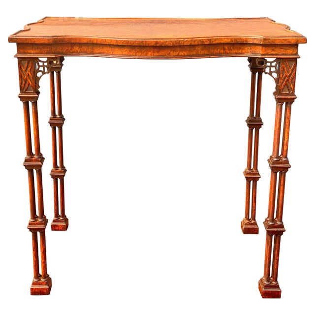 George III Style Burl Walnut and Mahogany China Table Attributed to Gillow For Sale - Image 11 of 11