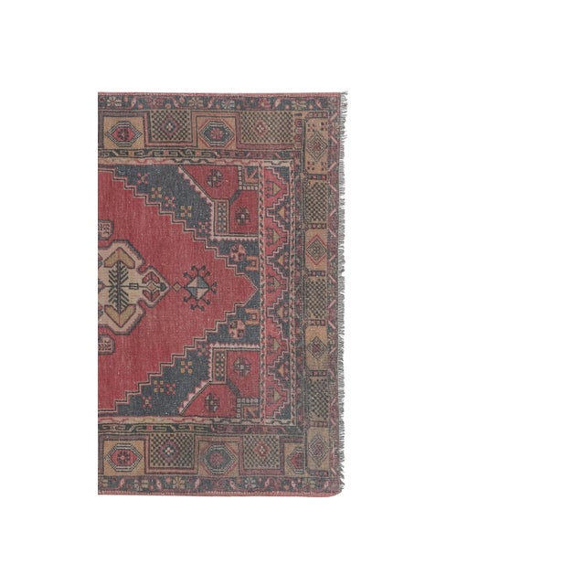 Vintage Faded Red Turkish Oushak Rug For Sale - Image 4 of 13