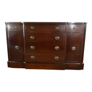 1920s Antique Empire Regency Mahogany Sideboard With Hepplewhite Hardware For Sale