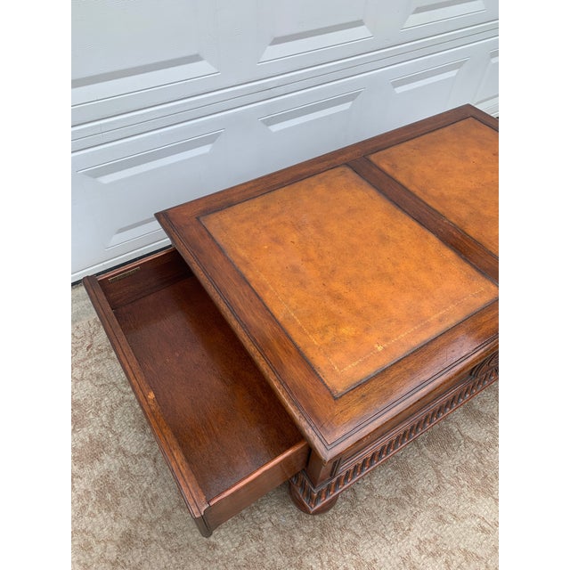 Ethan Allen "Morley"2 Drawer Leather Top Coffee Table.. Chairish