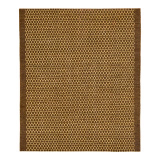 Contemporary Geometric Honeycomb Brown & Gold Wool Rug by Rug & Kilim, India For Sale