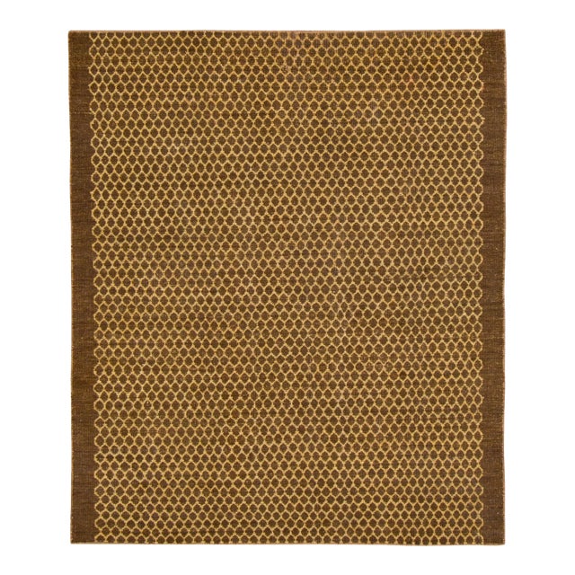 Contemporary Geometric Honeycomb Brown & Gold Wool Rug by Rug & Kilim, India For Sale