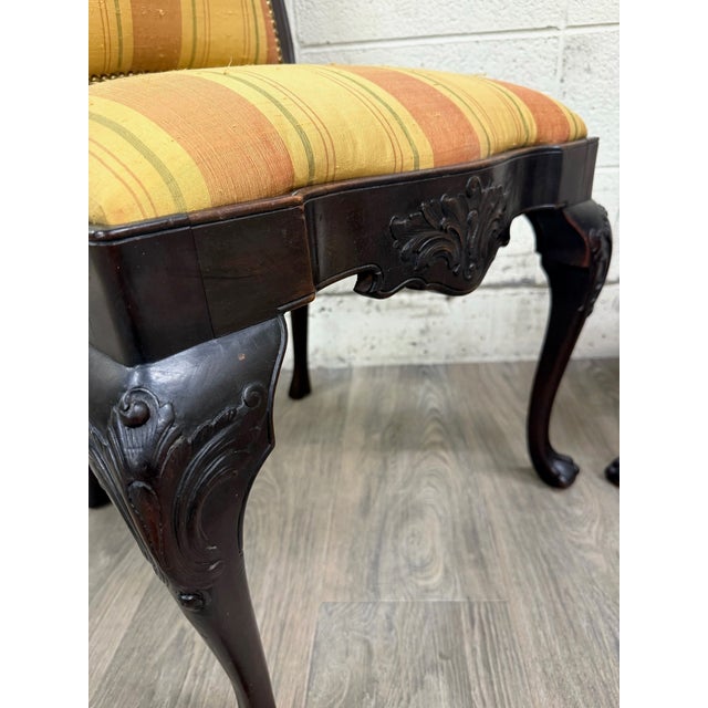 Wood Vintage French Louis XV Revival Carved Floral Side Chairs - Pair For Sale - Image 7 of 11