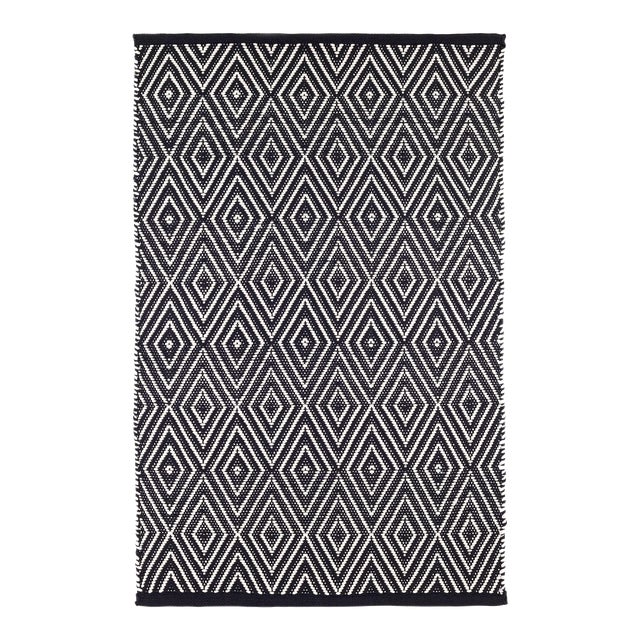 Dash & Albert by Annie Selke Diamond Black/Ivory Indoor/Outdoor Rug, 9' 6" x 13' 6" For Sale