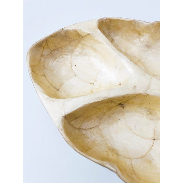 Late 20th Century Vintage Divided Capiz Shell Leaf Tray For Sale - Image 5 of 9