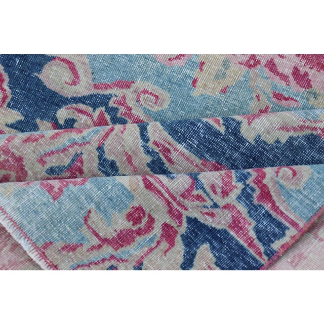 Blue Antique Persian Tabriz Rug With Elegant Floral Motifs and Soft Pastel Tones 3'6 X 4'8 For Sale - Image 8 of 9