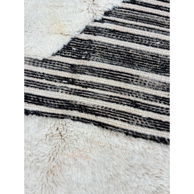 Berber Tribes of Morocco Black and White Moroccan Rug, Authentic Moroccan Rug, Berber Carpet, Genuine Wool Rug, Handmade Rug, Beni Ourain For Sale - Image 4 of 13