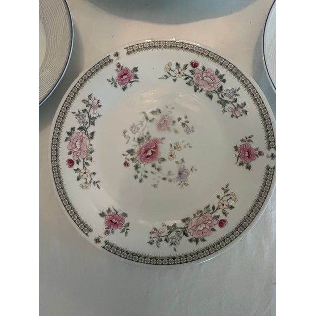 Metal Delicate Pink Japanese Floral Themed Decorative Wall Plate Curation-Set of 11 For Sale - Image 7 of 12
