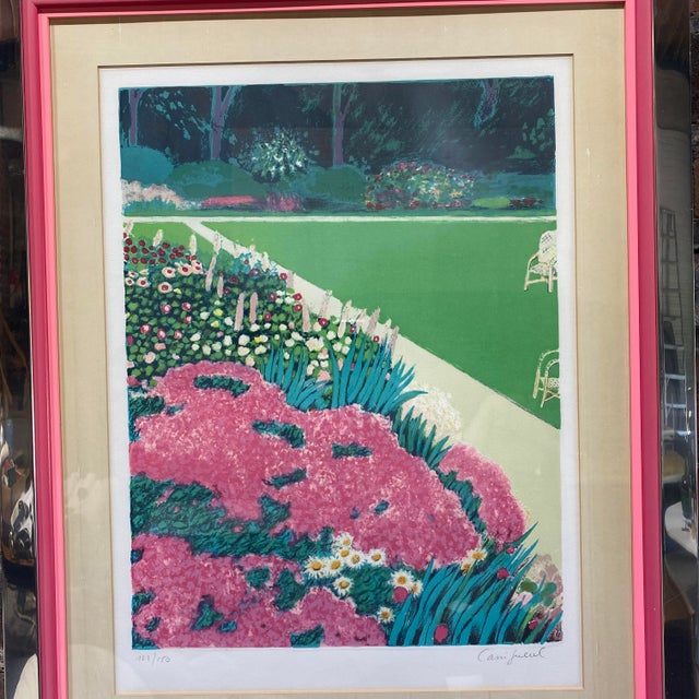 Pink Floral Print in Chrome Frame For Sale - Image 4 of 7