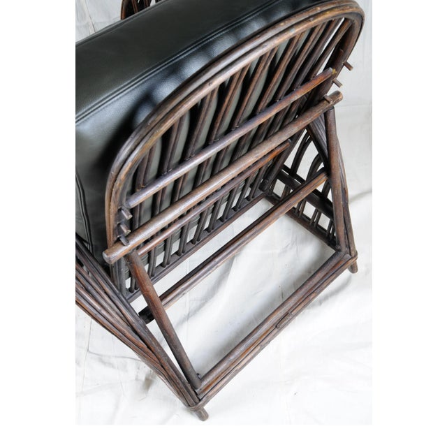 Bradley and Hubbard Leather Wicker Chair and Ottoman For Sale - Image 9 of 10