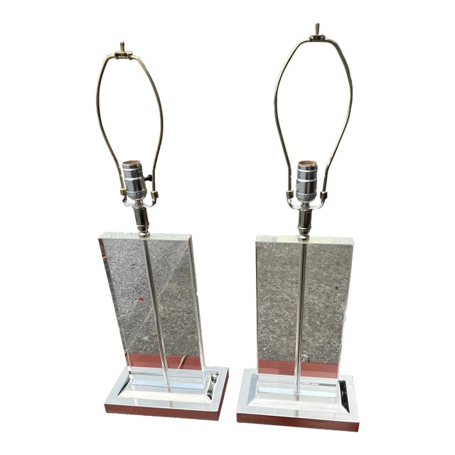 1980s Mid-Century Modern Glass Lamps - a Pair For Sale