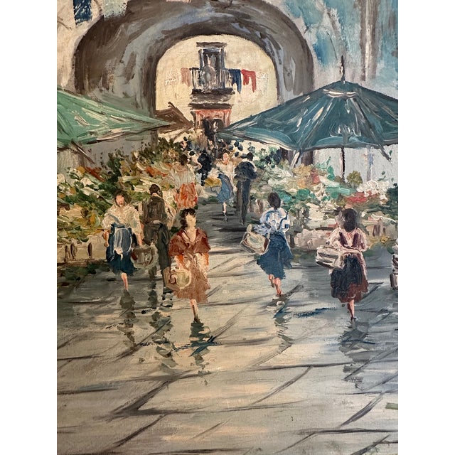 French Newly Framed Lovely Vintage Painting of Paris Street Scene For Sale - Image 3 of 9