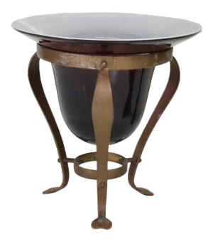 1940s Art Deco Elevated Centerpiece Glass Vase Framed in Solid Bronze