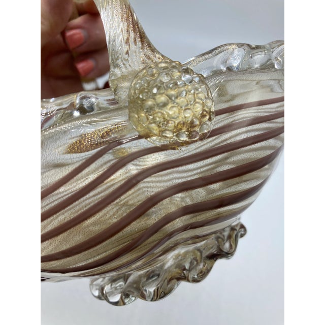 Italian Vintage Venetian Glass Basket For Sale - Image 3 of 11