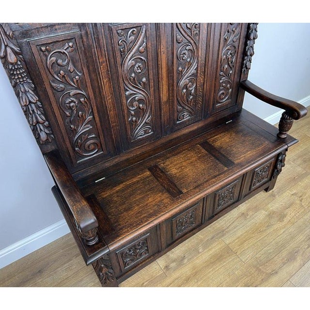 French Style Monks Bench in Oak For Sale - Image 5 of 16