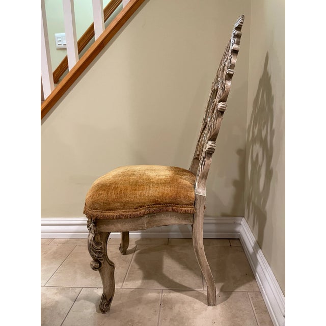 Gothic Revival Side Chair with original period upholstery. Beautiful carving and painted finish with aged patina. This is...