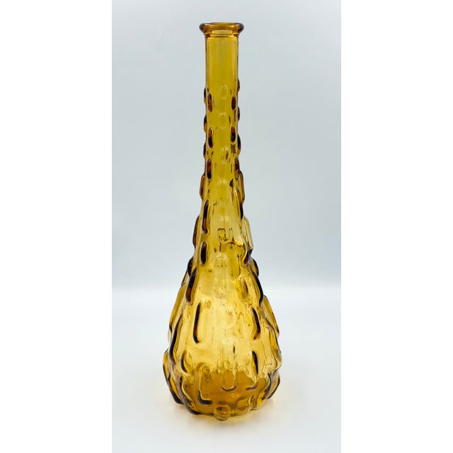 Vintage Italian Empoli Amber Glass Decanter Genie Bottle Bud Vase No Stopper For Sale - Image 4 of 8
