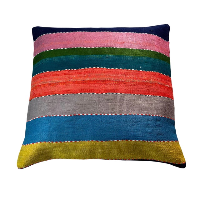 Vintage Turkish Boho Kilim Tapis Pillow Cover For Sale - Image 10 of 11