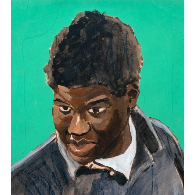 Kareem-Anthony Ferreira (Canadian, b. 1989), "Portrait of Kyle (Green Background)", Mixed Media on Paper, 2021, signed "K...
