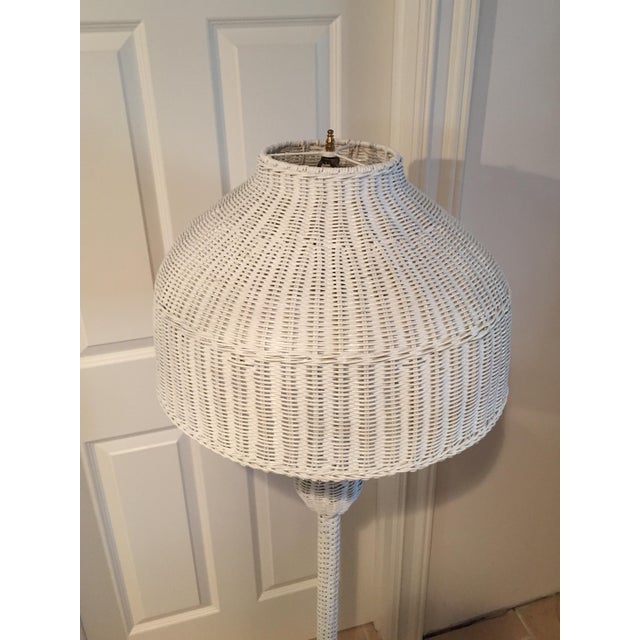 Vintage White Wicker Floor Lamp and Shade Chairish