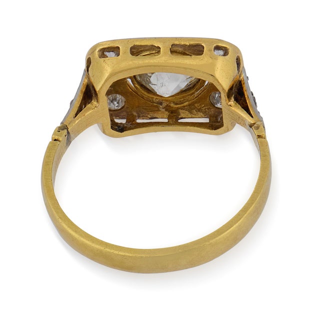 1910s 1910s Edwardian Old Cut Diamond Two Tone Ring, Size 4 For Sale - Image 5 of 6