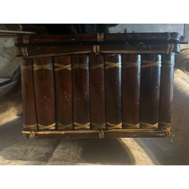 Late 20th Century Vintage Bamboo Picnic Suitcase Basket For Sale In Denver - Image 6 of 7