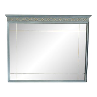 Vintage Blue Painted Segmented Mirror With Gold Painted Geometric Detailing For Sale