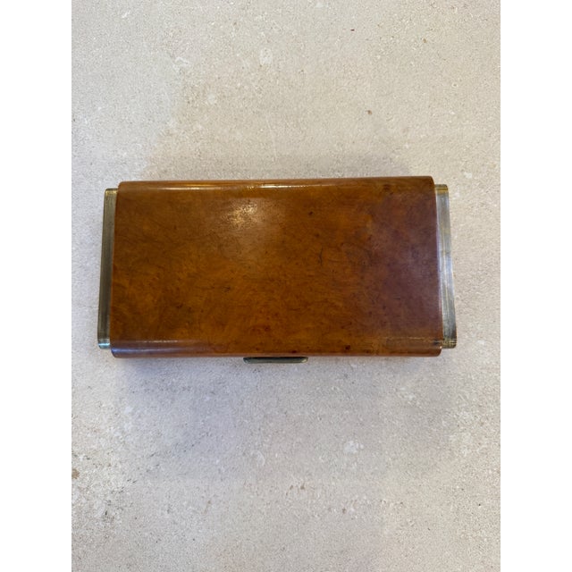 Brown Vintage Italian Burl Wood and Brass Desk Box, 1950s For Sale - Image 8 of 8